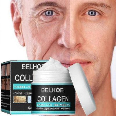 Miehet Kollageeni ryppyjä estävä voide Hyaluroni Poista ryppyjä Kosteuttava Anti-aging Kiinteyttävä Lifting Whiten Brightening Face Care Tw 2 kpl 50 g