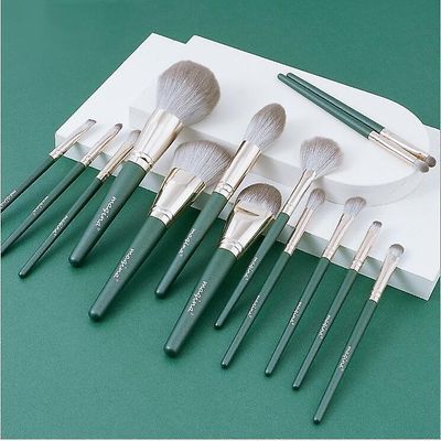 Witdreamer 14 stk Makeup Brush Set Green Træ Håndtag Super Soft Beauty Tool