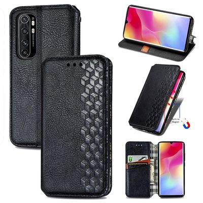 Kompatibel med Xiaomi Mi Note 10 Lite Flip Case Etui Vintage Wallet Flip Cover med magnetisk lukning Coque - Blå sort