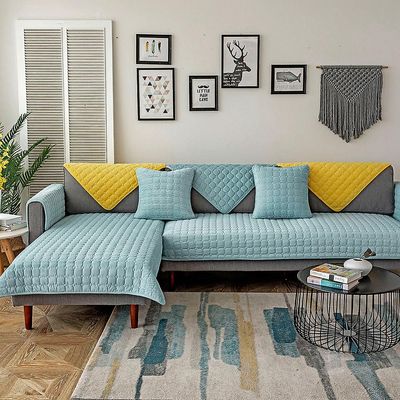 Tyk plys sofabetræk Europæisk Universal Sofa Håndklædebetræk Skridsikkert Sofabetræk Lyseblå 90X90CM