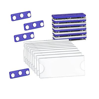 Magneettisten nimilappujen sarja, magneettiset merkkipidikkeet, joissa on 3 vahvaa magneettia, yrityksen nimilappu / tunnusmerkki 10 Läpinäkyvä