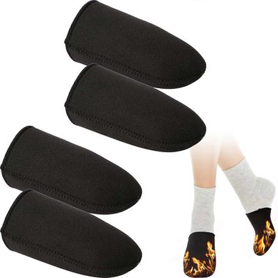 2 paria neopreenivarpaanlämmittimiä, mustat lämpövarvassuojat, pitkäkestoiset pitävät kuumien jalkojen lämmittimet, talviset jalkalämmittimet L