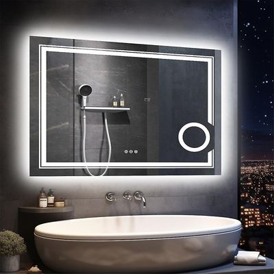 Opplyst LED baderomsspeil med demister berøringssensor 3X forstørrelsesspeil Sølv 70x90cm