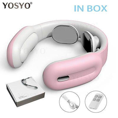 Ny Remote Smart Neck Skulder Ems Muskel Massager Trainer Afslapning Electric Pain Relief Toolcervical Ryghømning Fysioterapi Pink