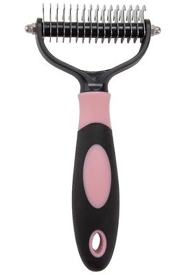 Coosilo Pet Cat Hund Hår Pels Kaste Trimmer Grooming Dematting Rake Comb Brush Tool lyserød sort