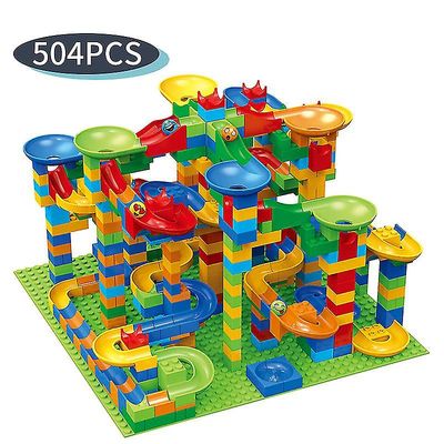 84-504pcs Liten størrelse Marmor Race Run Blocks Maze Ball Track byggeklosser Plast trakt Slide Montere DIY murstein Kids Gift 504 stk