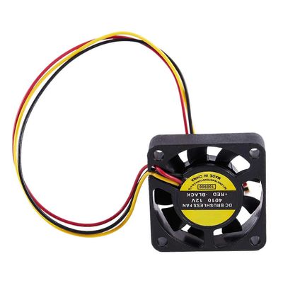 40 mm x 40 mm x 10 mm 3-nastainen 12 V DC harjaton tietokoneen jäähdytystuuletin Musta