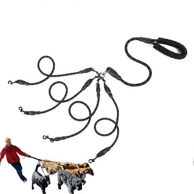 Koiran talutushihnat 4 in 1 nailonvetoköysi 4 koiralle ja kissalle, raskaat ulkoilutarvikkeet, musta väri
