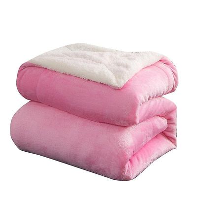 Eveltek Lammeuld tæpper Varm blød sofa tæppe Let Pink 200CM*230CM