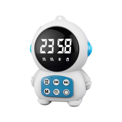 Kuankuanbao Space Robot Desktop Speaker Kello Hälytys Radio Kädessä pidettävä peili Bluetooth pieni kaiutin Sininen