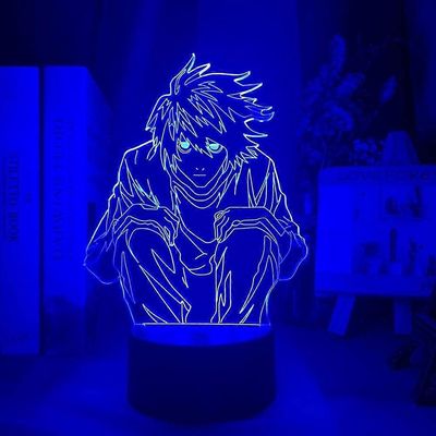 Death Note L Lawliet Figure 3D yövalo, akryylipaneeli Abs Base USB-kaapeli Illusion Effect monivärinen kaukosäädin lamppu lahja anime-rakkaudelle