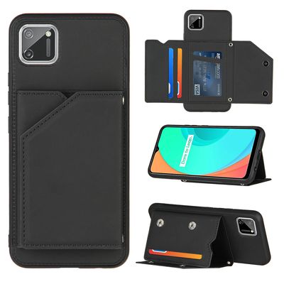 Gangxun Sag For Realme C11 Vintage Cuir Cover Læderetui Kofanger - Rouge