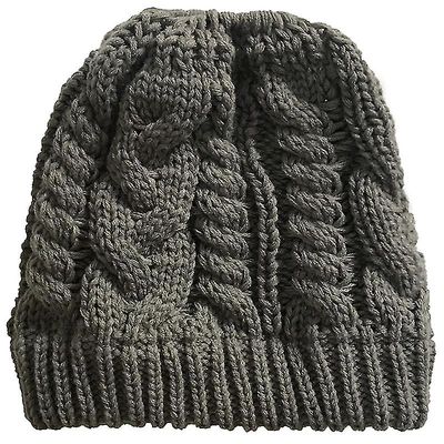 Besser Lady Winter Hestehale Hue Hue Høj Hat Strikket Cap Mørk grå