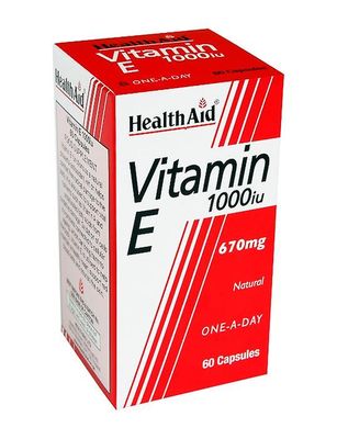 Health Aid Hälsa stöd E-Vitamin 1000 IE naturlig, 60 kapslar