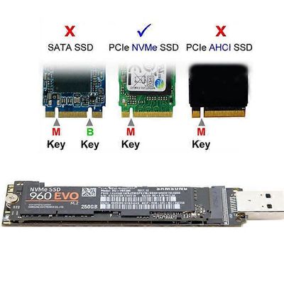 NVME USB-sovitin M.2 NVME SSD - USB 3.1 -sovitin 10 Gbps USB3.1 Gen 2 M2 NVMe 2230 2242 2260 2280