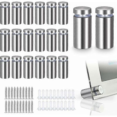 2024 20 kpl lasivälike, ruostumattomasta teräksestä valmistettu seinäteline mainoskynsiin, levyihin ja kylttinäyttöihin (hopea)