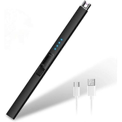 USB-ladattava sähkökynttilänsytytin - liekitön plasmatuulenpitävä kaari LED-akkunäytöllä