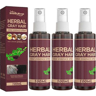Herbal Gray Hair Reverse Essence Spray Restore Black Hair -seerumiöljy 3pcs