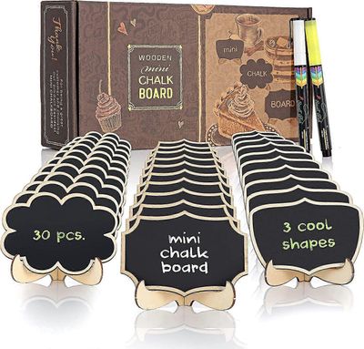 30 pakkausta miniliitutaulukylttejä, joissa on jalusta elintarvikkeiden etiketeille