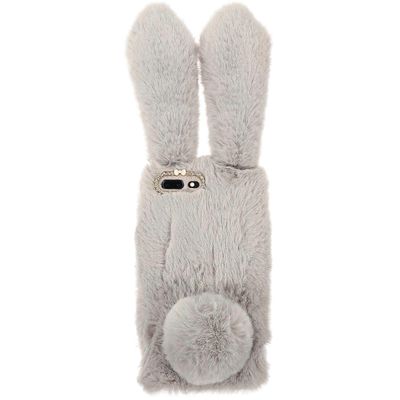 Karvainen kani puhelinkotelo mukava puhelimen kansi iskunkestävä suojakotelo iPhone 7 Plus / 8 Plus (harmaa)