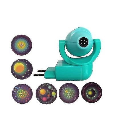 Star Moon eläinprojektori LED-projektori 6 kuvaa anturi EU pistoke yövalo lapsille vauvan makuuhuone sisustus-hyvä Syaani