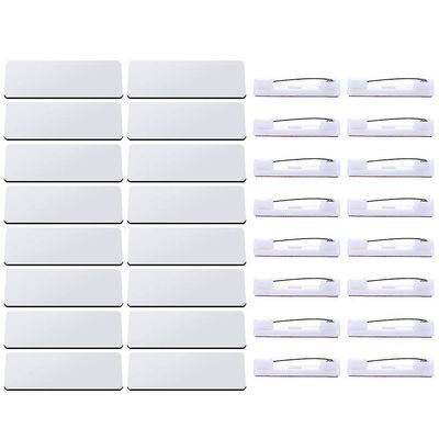 16pcs Navnelapp Blanke navneskilt DIY Blank Id Sublimering Navneskilt med Pin Backing For Office Hvit 7.6X3.8cm