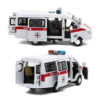 Datian Ambulans Waggon Bil lastbil dra tillbaka modell med ledde ljud barn leksak metall modell byggfordon leksaker för presentbil samling