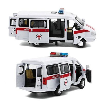 Datian Ambulance Waggon bil lastbil trække tilbage model med led lyd Kids legetøj metal model entreprenørkøretøj legetøj til gave bil indsamling