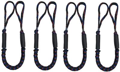 Linkrunning 4stk Bungee Dock Lines Fortøjning reb af 4-5.5ft sejlads gaver blå rød pri k 4ft