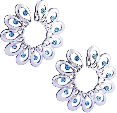 Heytea Katea 1pair kirurginen teräs sininen Faux Crysta Tribal kukkapidike lävistämättömässä väärennetyssä nännirenkaassa