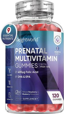 WeightWorld Prenataaliset kumit, joissa on EPA & DHA - 2 kuukauden toimitus - 9 välttämätöntä mineraali- ja synnytystä edeltävää vitamiinia naisill...