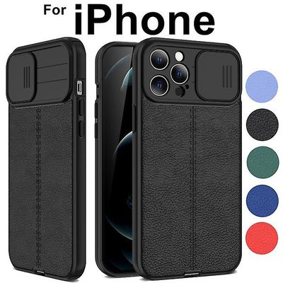 Litchi Mønster Pu glidende vindue Blød Tpu telefon sag sort iPhone13pro