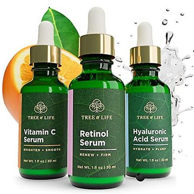 Tree of Life Beauty Tree of life vitamin c retinol serum 3 pack 1 fl oz hyaluronsyre serum for lysende, oppstrammende, og fuktighetsgivende for ans...