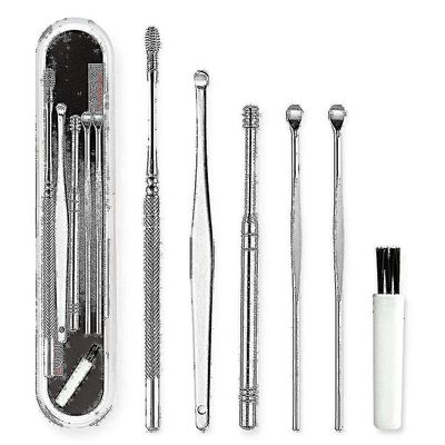 Jiekesen Rustfrit stål Øre Voks Fjernelse Cleaner Tool 6pcs / sæt Earpick Kit