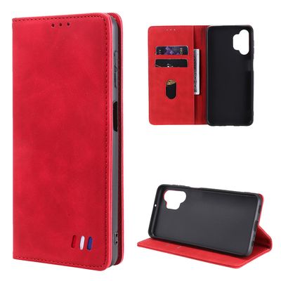 Etui til Samsung Galaxy A32 4g Cover Magnetic Closure Wallet Book Flip Folio Stand View Læder cover Stødsikker - Rød