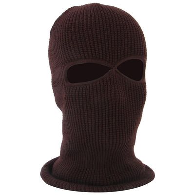 2 hul Balaclava hætte Cap Ski Vinter Fuld ansigtsmaske Hue Taktisk Hat Kaffe