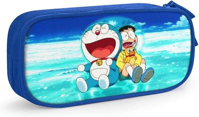 Kerota Doraemon Anime nahkainen lyijykynäpussi 3D mukautettu tulostus Suurikapasiteettinen kaksinkertainen vetoketjullinen penaali toimistoon Koulu...