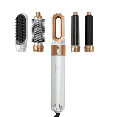 5-in-1 kuumailmaharjan muotoilulaite ja kuivausrumpu-ioninen hiustenkuivaaja w / lisälaitteet - matkaystävällinen Valkoinen
