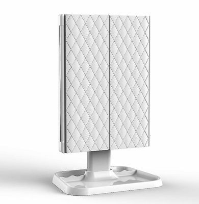 makeup speil forfengelighet speil med lys - 3 fargebelysning moduser 72 ledet trifold speil, 1x / 2x / 3x forstørrelse, touch control design, bærba...