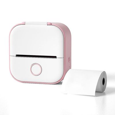 Mini Pocket Printer Bærbar Bluetooth-kompatibel termisk skriver Blekkfri klistremerkeskriver Rosa