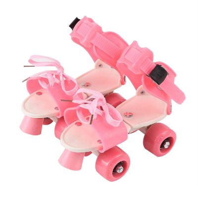 Säädettävät lasten rullaluistimet, kaksiriviset, nelipyöräiset luistelukengät, liukuvat rullaluistimet lapsille Vaaleanpunainen S