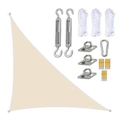 3x4x5m Vandtæt Shade Sail Fortelt Solskærm trekantet fortelt-terrasse Pool Baldakin Trekant Til Udendørs Patio Garden Markiser Beige