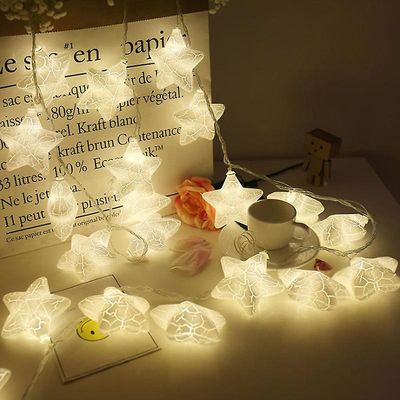 Yunshu Party Crackle Stars LED String Lights, Festlig Yard Decor Hvid(40) 6m