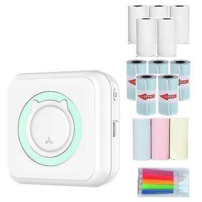 bærbar mini termisk skriver 200 dpi trådløs blekkfri Bluetooth lommeskriver Blå
