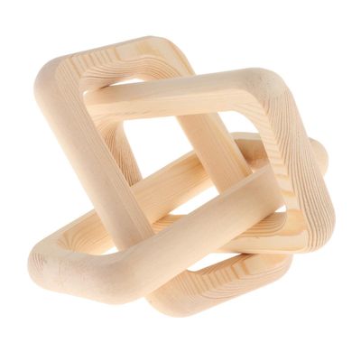 3 Link Wooden Chain Link Dekor Rustikk treknute for bondegård soveromsbord beige 15cmx15cmx15cm