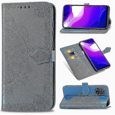 Xiaomi Mi 10 Lite 5g kotelo nahkainen lompakon kansi kohokuvio mandala magneettinen flip-suojaus iskunkestävä - sininen