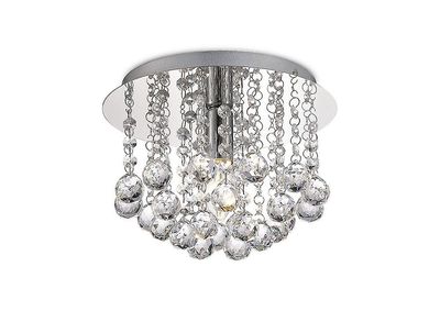 Inspired Lighting Acton Flush Loft 1 Lys E14, 250mm Runde, Poleret Krom, Sphere Crystal