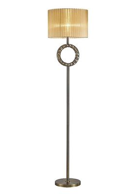 Inspired Lighting Firenze Rundt gulvlampe med blød bronze skygge 1 lys antik messing, krystal
