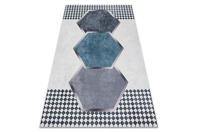 RugsX ANDRE 1863 vasketæppe diamanter, geometrisk skridsikker - hvid / sort 160x220 cm