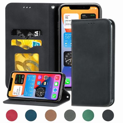 Gangxun Sag Til Iphone 11 Magnetisk lukning Læder Tegnebog Cover Housse Etui Shockproof - Sort